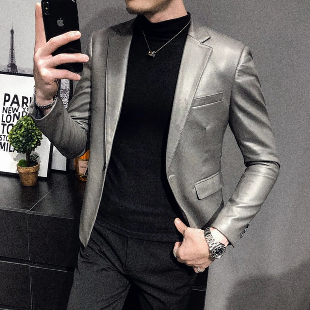 Blazer Masculino de Couro Ellegance Lancaster