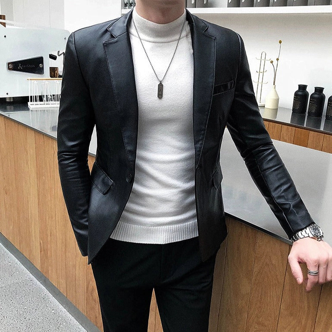 Blazer Masculino de Couro Ellegance Lancaster
