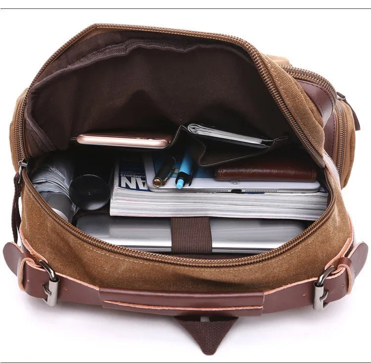 Mochila Executiva de Lona com detalhes em Couro Ellegance