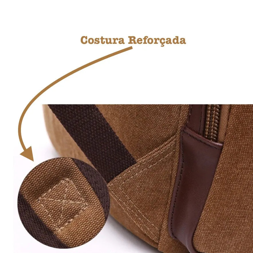 Mochila Executiva de Lona com detalhes em Couro Ellegance