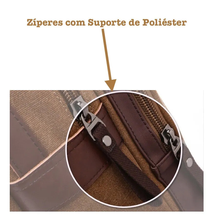 Mochila Executiva de Lona com detalhes em Couro Ellegance