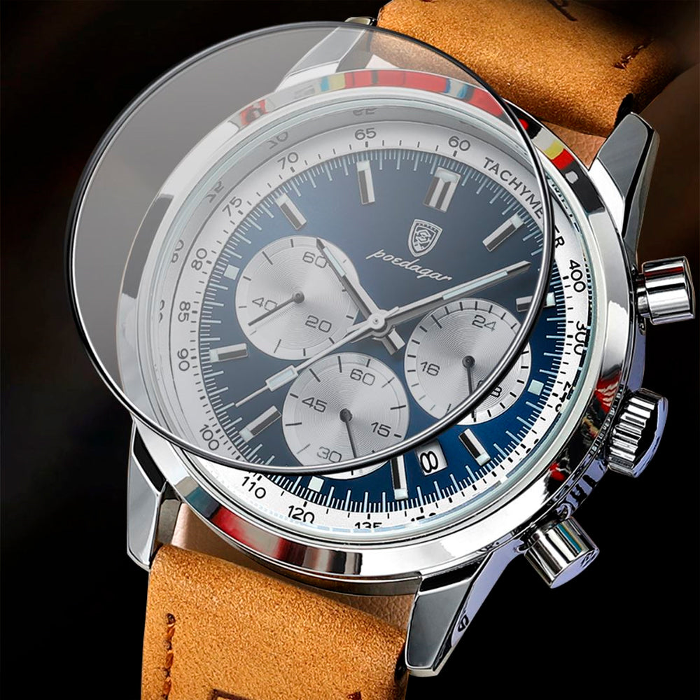 Relógio Masculino com Pulseira de Couro Ellegance