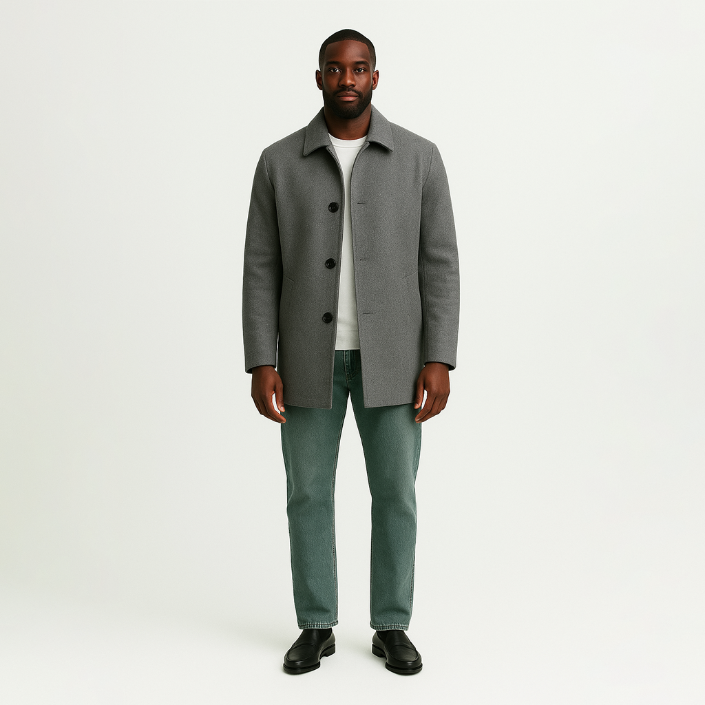 Sobretudo Masculino Curto De Lã Ellegance Denmark