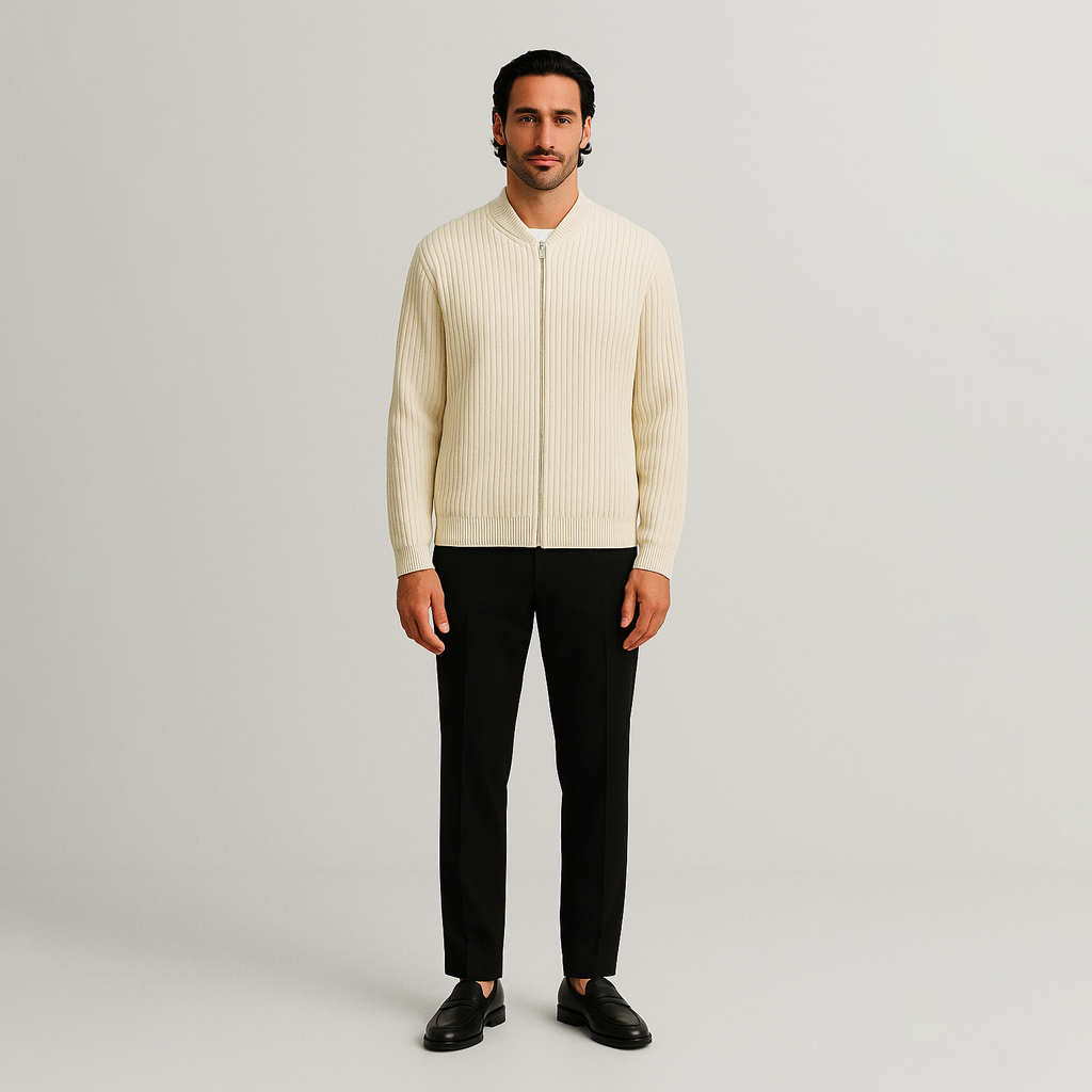 Suéter Masculino Clássico com Zíper Ellegance