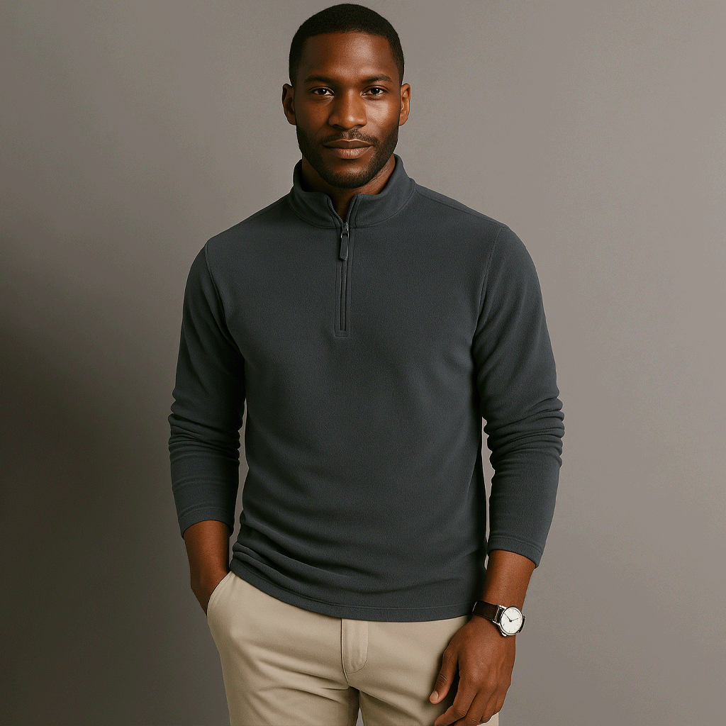 Suéter Masculino Gola Alta com Zíper Ellegance