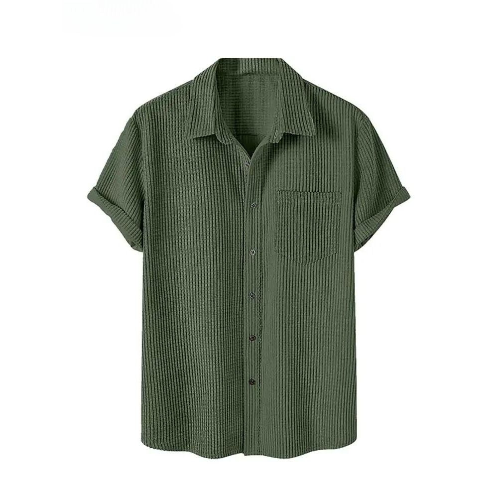 Camisa Manga Curta Ellegance em Veludo Cotelê