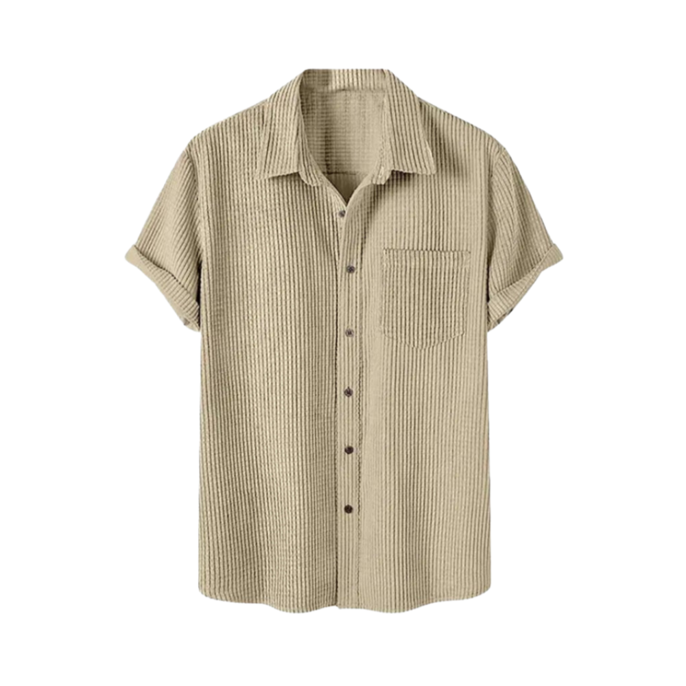Camisa Manga Curta Ellegance em Veludo Cotelê