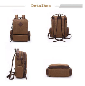 Mochila Executiva de Lona com detalhes em Couro Ellegance