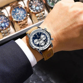 Relógio Masculino com Pulseira de Couro Ellegance